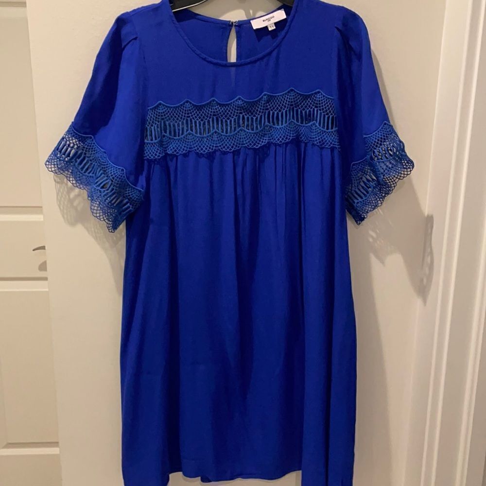 Suncoo Paris royal blue midi dress short sleeves size T1
